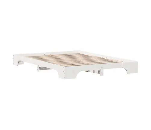 Voodi Raam Valge 150 X 200 Cm Tahke Mänd