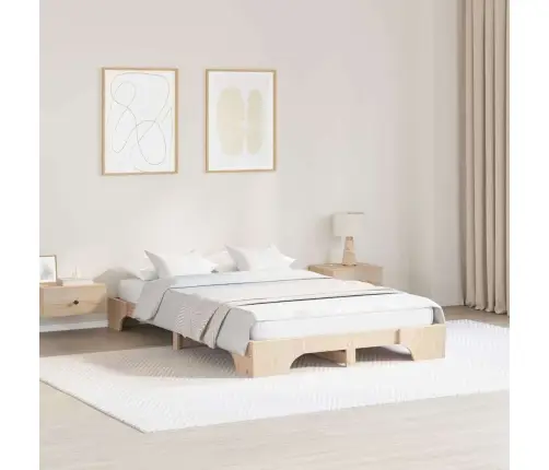 Voodi Raam Neutraalne 140 X 190 Cm Tahke Mänd