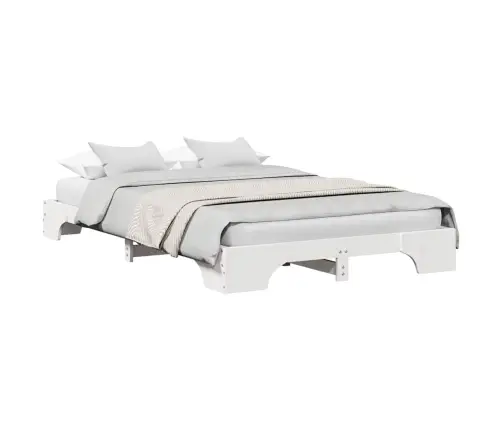 Voodi Raam Valge 140 X 190 Cm Tahke Mänd