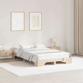 Gultas Rāmis Ciets Priedes Koks 135 X 190 Cm Priedes Masīvkoks Vidaxl