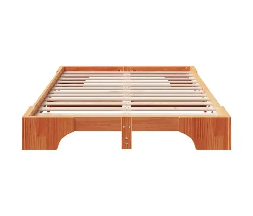 Gultas Rāmis Vaska Brūnā Krāsā 135X190 Cm Cieta Priežu Koksne Vidaxl