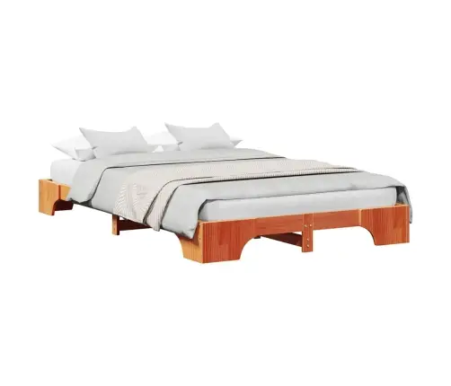 Gultas Rāmis Vaska Brūnā Krāsā 135X190 Cm Cieta Priežu Koksne Vidaxl