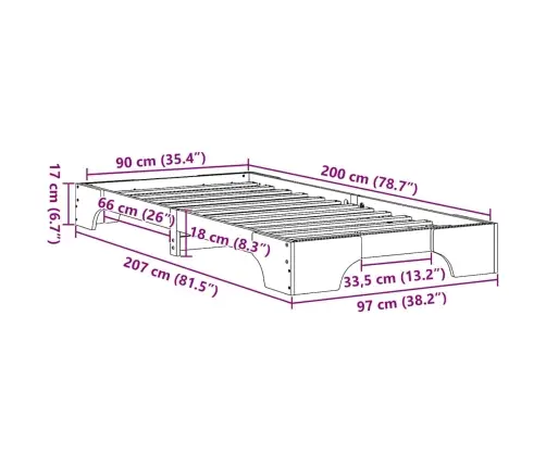 Gultas Rāmis 90X200 Cm Ciets Priežu Koks Vidaxl