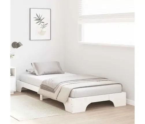 Gultas Rāmis Balts 90X200 Cm No Cieta Priedes Koka Vidaxl