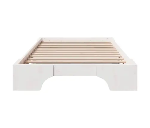 Gultas Rāmis Balts 90X200 Cm No Cieta Priedes Koka Vidaxl