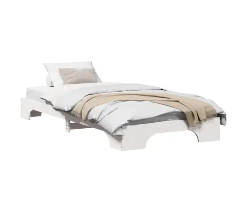 Gultas Rāmis Balts 90X200 Cm No Cieta Priedes Koka Vidaxl