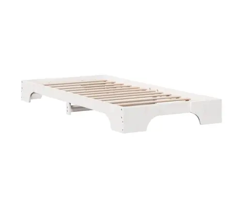Baltais Gultas Rāmis 80X200 Cm Cietā Priedes Kokā Vidaxl