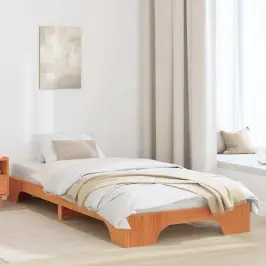 Gultas Rāmis Vaska Brūna 90 X 190 Cm Priedes Masīvkoks Vidaxl