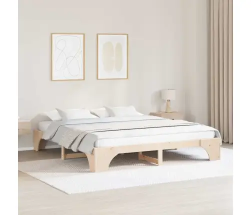Gultas Rāmis 200X200 Cm, Cieta Priedes Koks Vidaxl