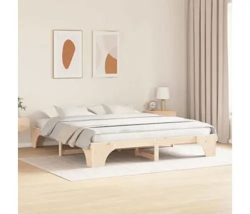 Gultas Rāmis 200X200 Cm, Cieta Priedes Koks Vidaxl