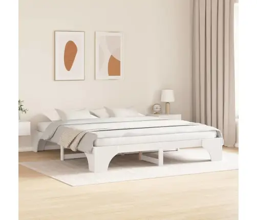 Balts Gultas Rāmis 200X200 Cm No Cietās Priedes Vidaxl