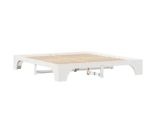 Balts Gultas Rāmis 200X200 Cm No Cietās Priedes Vidaxl