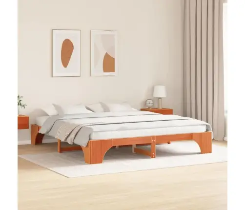 Gultas Rāmis Vaska Brūnā 180X200 Cm Cietkoka Priede Vidaxl