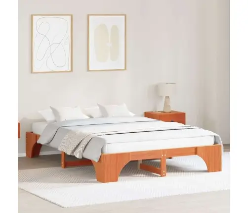 Gultas Rāmis Vaskota Brūna 160X200 Cm Cietā Priedes Masīvkoka Vidaxl