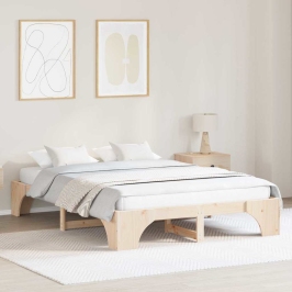 Gultas Rāmis Ciets Priedes Koks 150 X 200 Cm Priedes Masīvkoks Vidaxl