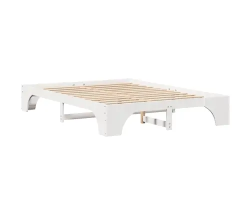 Gultas Rāmis, Balts, 150 X 200 Cm, No Masīvkoka Priedes Vidaxl