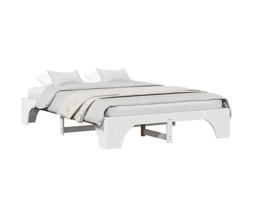 Gultas Rāmis, Balts, 150 X 200 Cm, No Masīvkoka Priedes Vidaxl