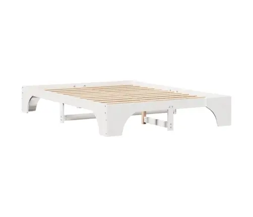Gultas Rāmis Balts 140X200 Cm Cietā Priedes Kokā Vidaxl