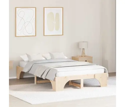 Gultas Rāmis 140 X 190 Cm Cietā Priežu Koka Vidaxl