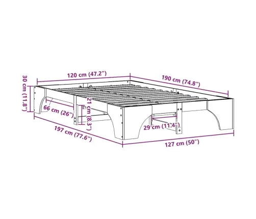 Gultas Rāmis Vaska Brūns 120X190 Cm Ciets Priedes Koks Vidaxl Gultas Rāmis Vaska Brūns 120X190 Cm Ciets Priedes Koks Vidaxl