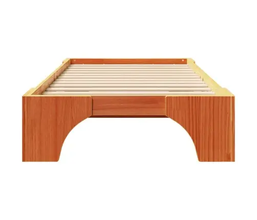 Gultas Rāmis Vaska Brūns 100X200 Cm Cieta Priežu Koks Vidaxl