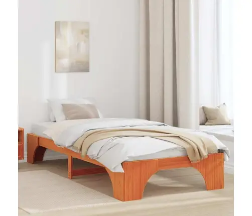 Gultas Rāmis Vaska Brūna 80 X 200 Cm Priedes Masīvkoks Vidaxl