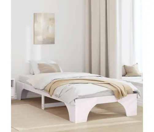 Gultas Rāmis Balts 90X190 Cm Cieta Priede Vidaxl