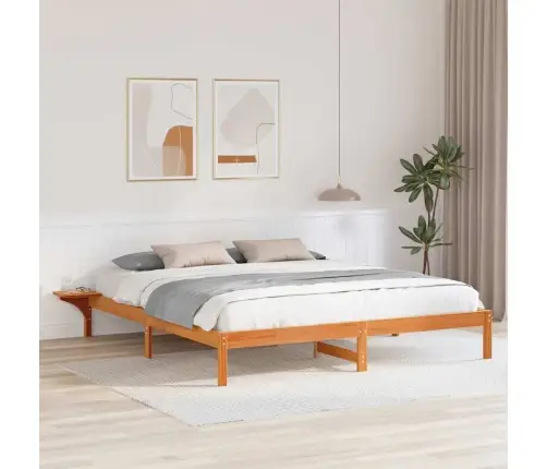 Gultas Rāmis Ar Naktsgaldiņiem Brūna 200 X 200 Cm Vaks Brūns Vidaxl