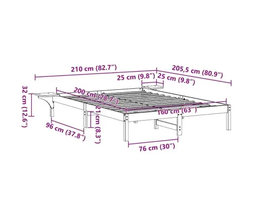 Gultas Rāmis Ar Naktsgaldiņiem Brūna 160 X 200 Cm Brūna Vidaxl