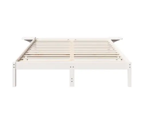 Voodi Raam Valge 160 X 200 Cm Tahke Mänd