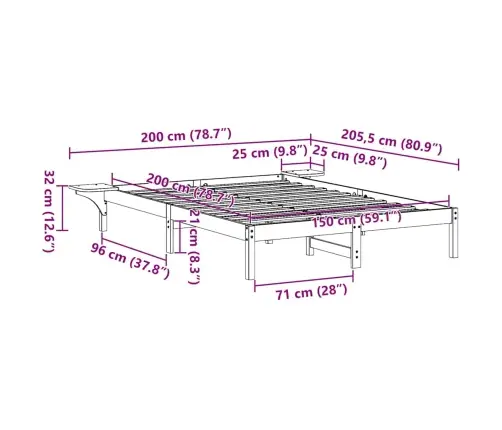 Gultas Rāmis Ar Naktsgaldiņiem Brūna 150 X 200 Cm Brūna Vidaxl