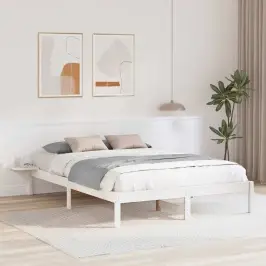 Gultas Rāmis Balts 150 X 200 Cm Ciets Priedes Koks Vidaxl Gultas Rāmis Balts 150 X 200 Cm Ciets Priedes Koks Vidaxl
