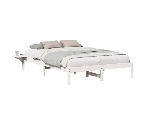 Gultas Rāmis Ar Naktsgaldiņiem Balta 150 X 200 Cm Balta Vidaxl