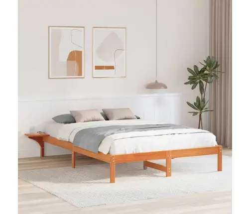 Gultas Rāmis Ar Naktsgaldiņiem Brūna 140 X 200 Cm Vaks Brūns Vidaxl