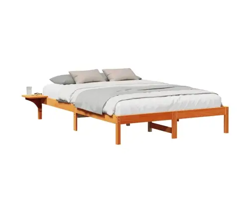 Gultas Rāmis Ar Naktsgaldiņiem Brūna 140 X 200 Cm Vaks Brūns Vidaxl