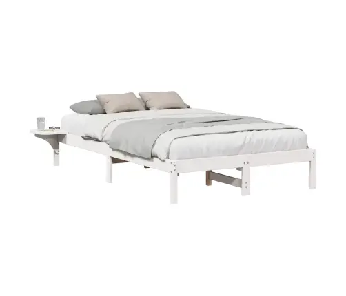 Gultas Rāmis Ar Naktsgaldiņiem Balta 135 X 190 Cm Balta Vidaxl