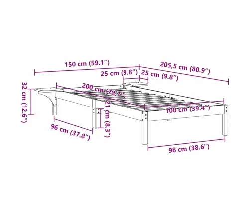 Gultas Rāmis Ar Naktsgaldiņiem Brūna 100 X 200 Cm Brūna Vidaxl