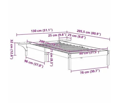 Gultas Rāmis Ar Naktsgaldiņiem Brūna 80 X 200 Cm Vaks Brūns Vidaxl