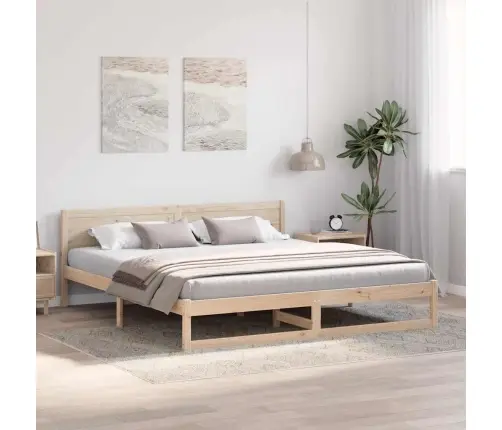 Gultas Rāmis Dabīgs Cieta Priede 200 X 200 Cm Vidaxl