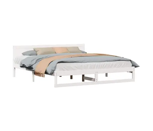 Lovos Rėmas Balta 200 X 200 Cm Kietos Pušies Mediena