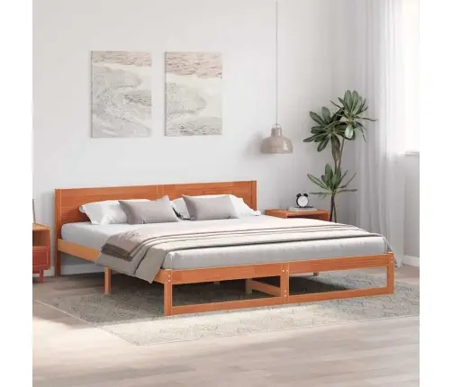 Gultas Rāmis Vaskots Brūns Cieta Priedes Koksne 180 X 200 Cm Vidaxl