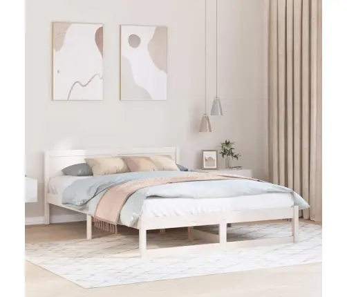 Lovos Rėmas Balta 160 X 200 Cm Kietos Pušies Mediena
