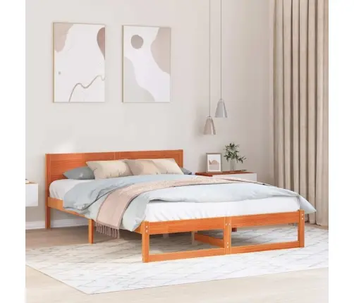 Gultas Rāmis Vaska Brūns Ciets Priedes Koks 160 X 200 Cm Izturīgs Vidaxl