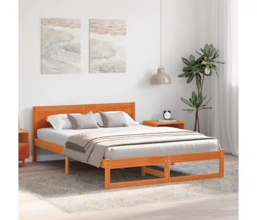 Gultas Rāmis Vaska Brūns Ciets Priedes Koks 160 X 200 Cm Izturīgs Vidaxl