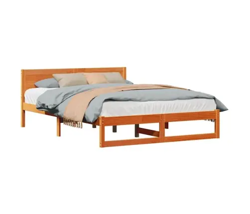 Gultas Rāmis Vaska Brūns Ciets Priedes Koks 160 X 200 Cm Izturīgs Vidaxl