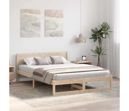 Gultas Rāmis Dabisks Priedes Koks 150 X 200 Cm Vienkāršs Vidaxl