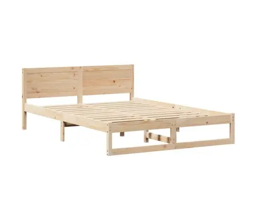 Gultas Rāmis Dabisks Priedes Koks 150 X 200 Cm Vienkāršs Vidaxl