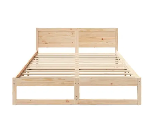 Gultas Rāmis Dabisks Priedes Koks 150 X 200 Cm Vienkāršs Vidaxl