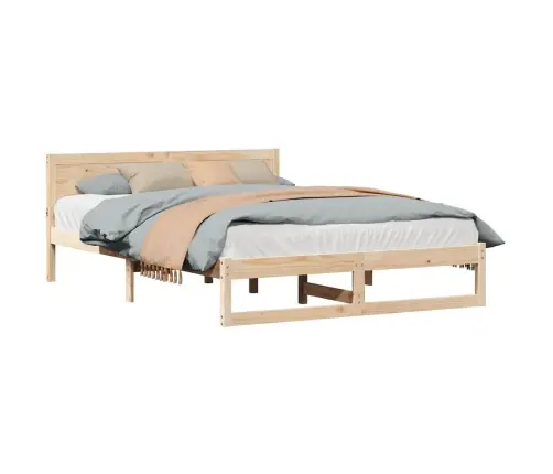 Gultas Rāmis Dabisks Priedes Koks 150 X 200 Cm Vienkāršs Vidaxl