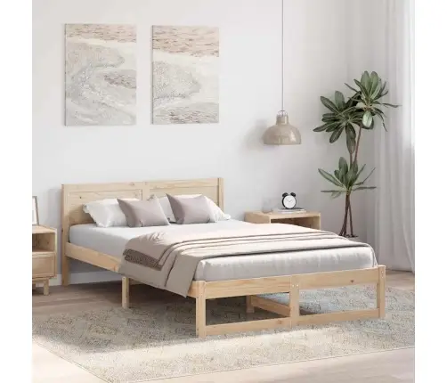 Gultas Rāmis Dabīgs Cieta Priede 140 X 190 Cm Gultas Rāmis Vidaxl